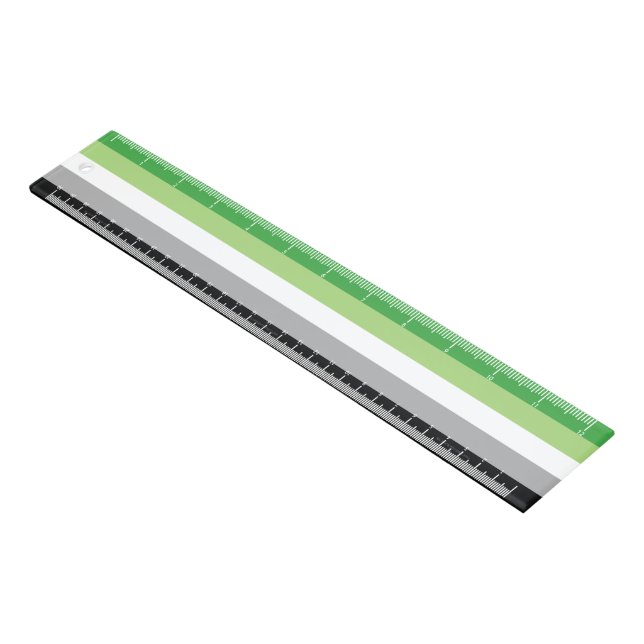 SlipperyJoe's Aromantic Pride Flag gay gifts LGBTQ Ruler (Angled)