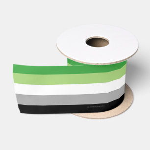 SlipperyJoe's Aromantic Pride Flag gay gifts LGBTQ Satin Ribbon