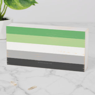 SlipperyJoe's Aromantic Pride Flag gay gifts LGBTQ Wooden Box Sign