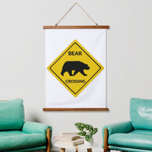 SlipperyJoes artistic bear crossing sign gay prid Hanging Tapestry