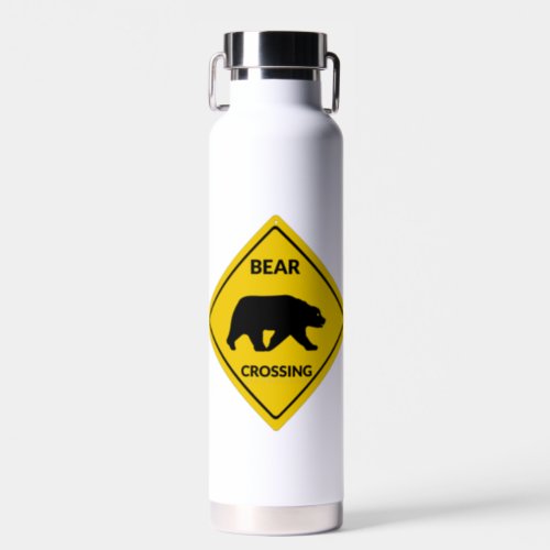 SlipperyJoes artistic bear crossing sign gay prid Water Bottle