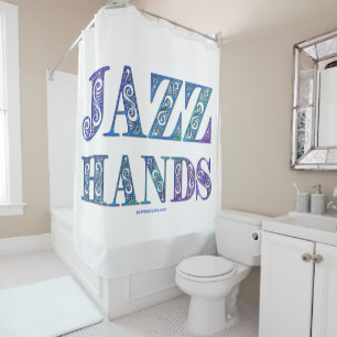 SlipperyJoe's artistic Jazz Hands vibrant colors d Shower Curtain