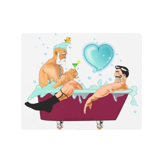 SlipperyJoe's artistic two gay men bathtub gay pri Metal Print (Front)