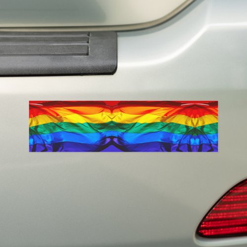 SlipperyJoes artistic Wave Gay Pride Flag gifts L Bumper Sticker