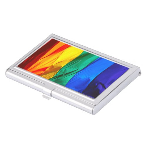 SlipperyJoes artistic Wave Gay Pride Flag gifts L Business Card Case