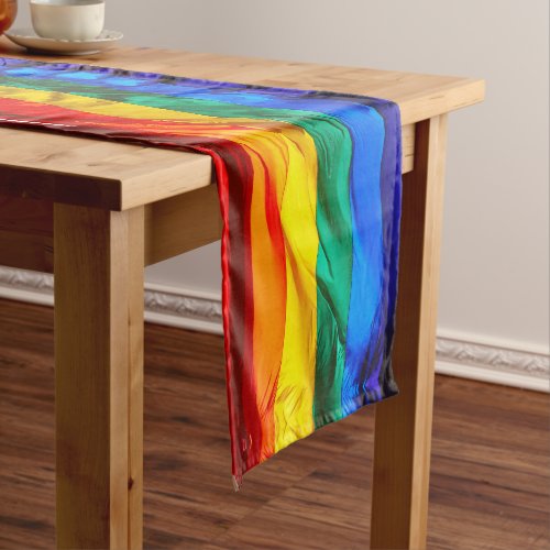 SlipperyJoes artistic Wave Gay Pride Flag gifts L Short Table Runner