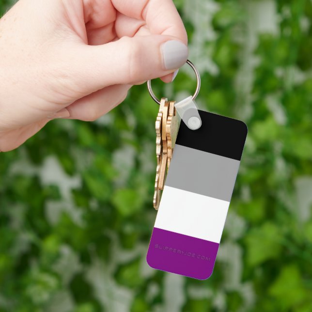 SlipperyJoe's asexual pride flag emphasizing inclu Keychain (Hand)