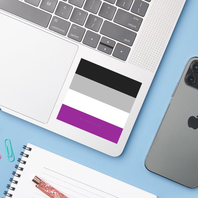 SlipperyJoe's asexual pride flag emphasizing inclu Sticker (Laptop w/ iPhone)