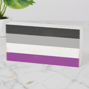 SlipperyJoe's asexual pride flag emphasizing inclu Wooden Box Sign