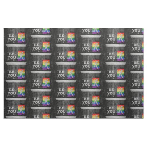 SlipperyJoe's Be You black brick wall walking figu Fabric