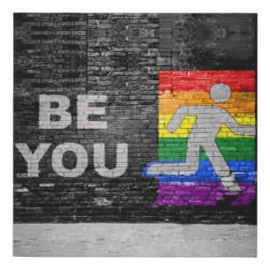 SlipperyJoe's Be You black brick wall walking figu Faux Canvas Print