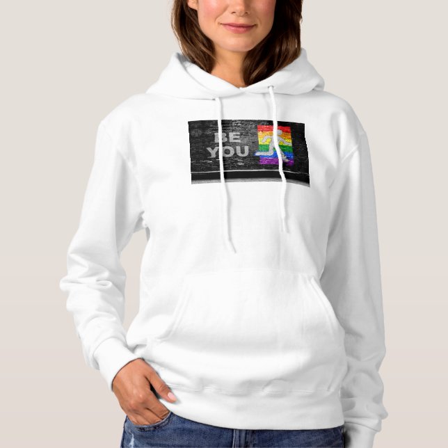 SlipperyJoe's Be You black brick wall walking figu Hoodie (Front)