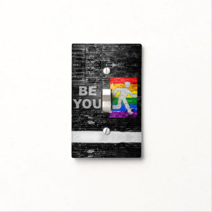 SlipperyJoe's Be You black brick wall walking figu Light Switch Cover