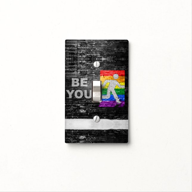 SlipperyJoe's Be You black brick wall walking figu Light Switch Cover (In Situ)