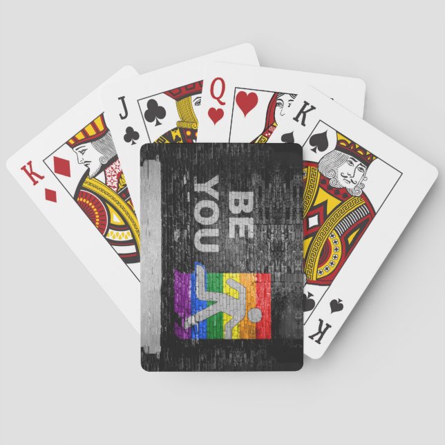 SlipperyJoe's Be You black brick wall walking figu Poker Cards (Back)
