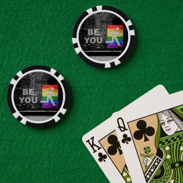 SlipperyJoe's Be You black brick wall walking figu Poker Chips (Poker Table (Double))