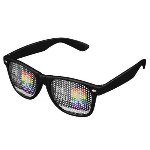 SlipperyJoes Be You brick wall stick figure rainb Retro Sunglasses