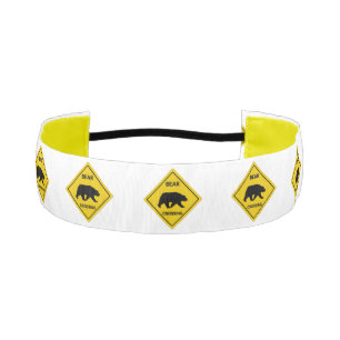 SlipperyJoe's bear crossing sign bear silhouette w Athletic Headband