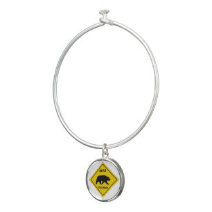 SlipperyJoe's bear crossing sign bear silhouette w Bangle Bracelet