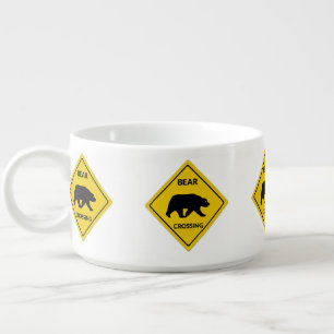 SlipperyJoe's bear crossing sign bear silhouette w Bowl
