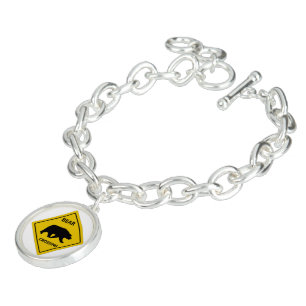 SlipperyJoe's bear crossing sign bear silhouette w Bracelet