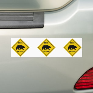 SlipperyJoe's bear crossing sign bear silhouette w Bumper Sticker