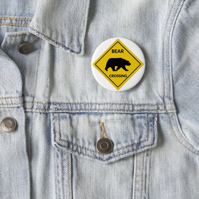 SlipperyJoe's bear crossing sign bear silhouette w Button (In Situ)