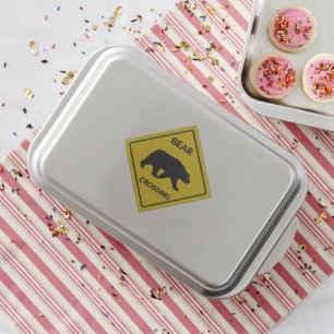 SlipperyJoe's bear crossing sign bear silhouette w Cake Pan