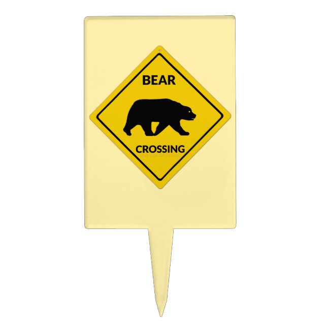 SlipperyJoe's bear crossing sign bear silhouette w Cake Topper (Front)