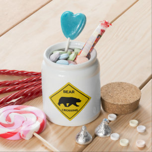 SlipperyJoe's bear crossing sign bear silhouette w Candy Jar