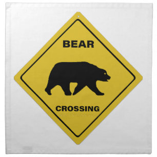 SlipperyJoe's bear crossing sign bear silhouette w Cloth Napkin