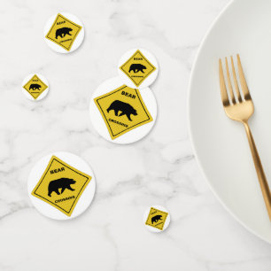 SlipperyJoe's bear crossing sign bear silhouette w Confetti
