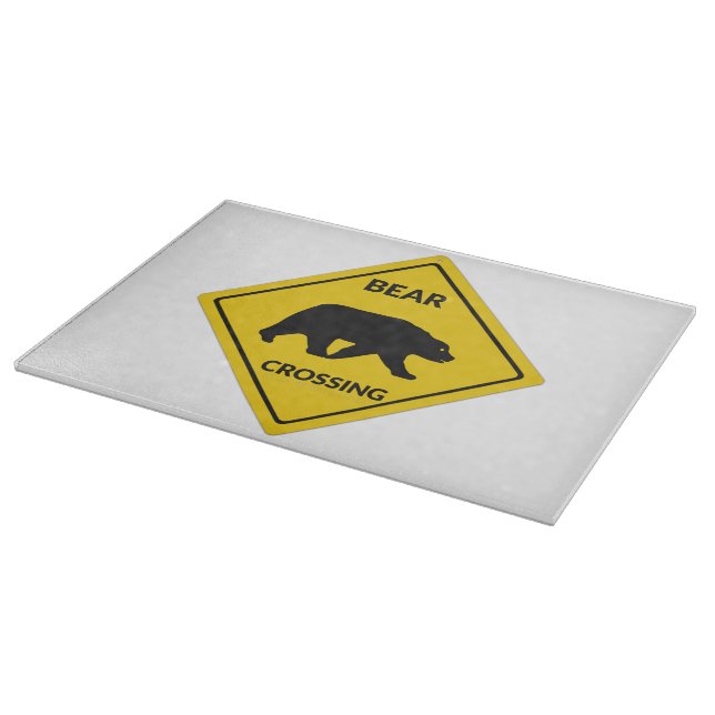 SlipperyJoe's bear crossing sign bear silhouette w Cutting Board (Corner)