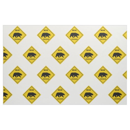 SlipperyJoe's bear crossing sign bear silhouette w Fabric