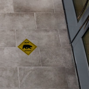 SlipperyJoe's bear crossing sign bear silhouette w Floor Decals