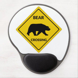 SlipperyJoe's bear crossing sign bear silhouette w Gel Mouse Pad