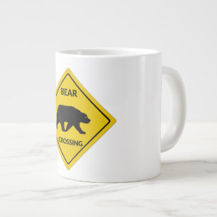 SlipperyJoe's bear crossing sign bear silhouette w Giant Coffee Mug