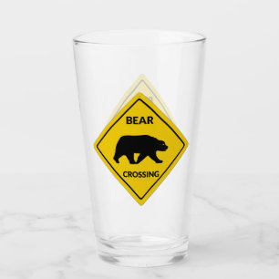 SlipperyJoe's bear crossing sign bear silhouette w Glass