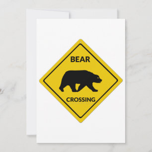 SlipperyJoe's bear crossing sign bear silhouette w Holiday Card