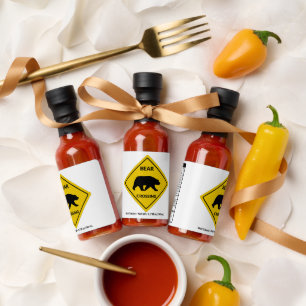 SlipperyJoe's bear crossing sign bear silhouette w Hot Sauces