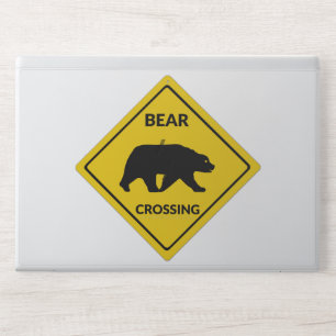SlipperyJoe's bear crossing sign bear silhouette w HP Laptop Skin