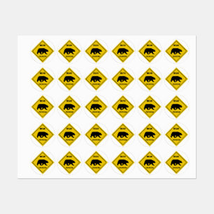 SlipperyJoe's bear crossing sign bear silhouette w Labels