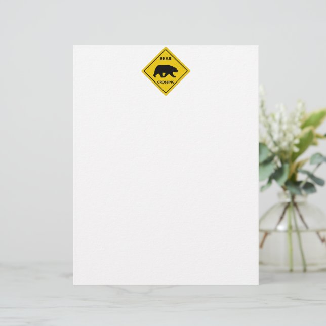 SlipperyJoe's bear crossing sign bear silhouette w Letterhead (Standing Front)