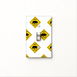 SlipperyJoe's bear crossing sign bear silhouette w Light Switch Cover