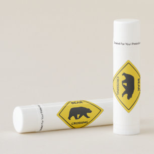 SlipperyJoe's bear crossing sign bear silhouette w Lip Balm