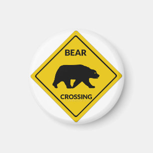SlipperyJoe's bear crossing sign bear silhouette w Magnet