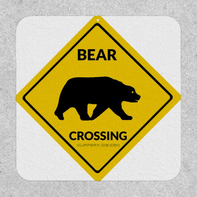 SlipperyJoe's bear crossing sign bear silhouette w Patch (Front)