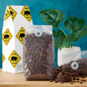 SlipperyJoe's bear crossing sign bear silhouette w Roasted Coffee