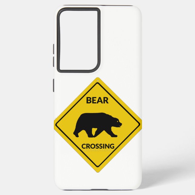SlipperyJoe's bear crossing sign bear silhouette w Samsung Galaxy Case (Back)