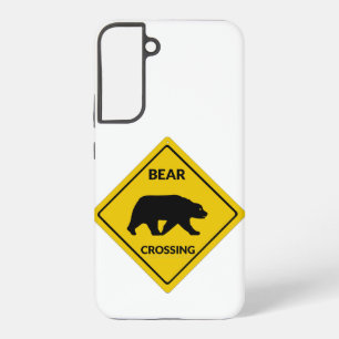 SlipperyJoe's bear crossing sign bear silhouette w Samsung Galaxy S22+ Case